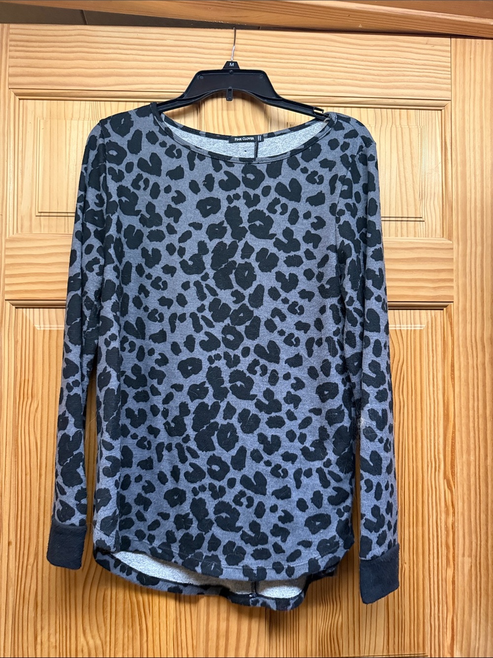 Pink Clover Grey and Black Leopard Crewneck Sweater